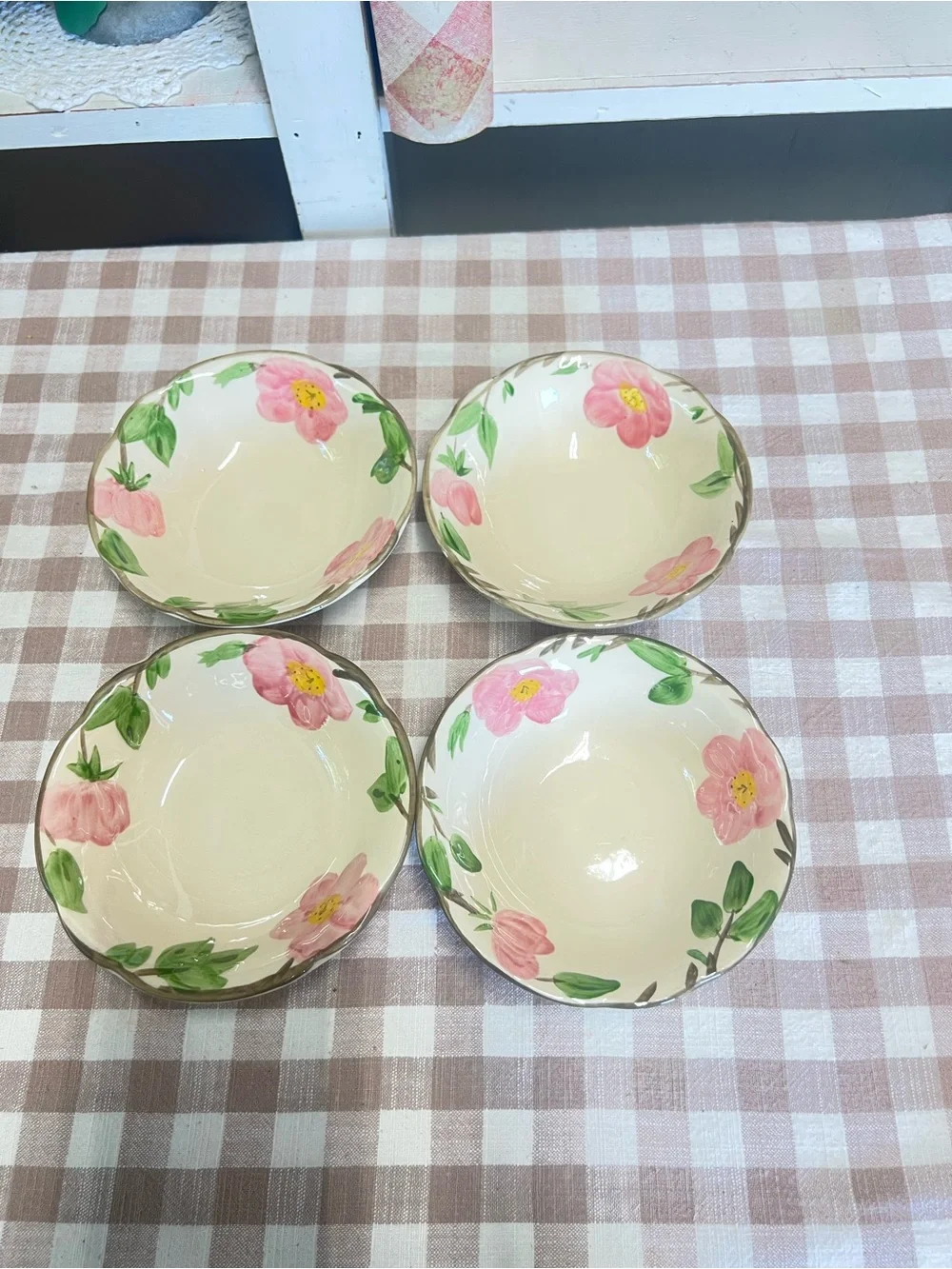 Vintage Franciscan desert rose 6” bowls dessert pink flower grandma core